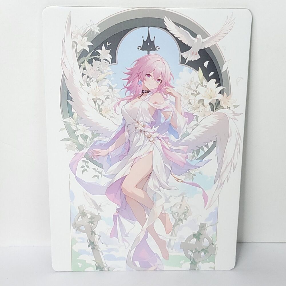 Elysia Wedding Dress Pigeon Waifu Card Anime Girl Wall Art Oversized Board A5